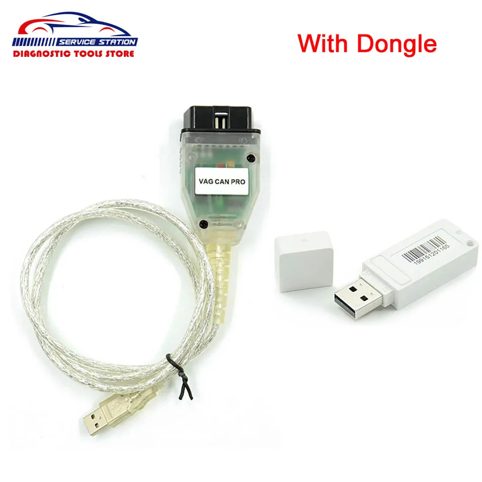Лучший PCB VAG CAN PRO V5.5.1 с FTDI FT245RL чип VCP OBD2 Диагностический интерфейс USB кабель Поддержка Can Bus UDS K Line - Цвет: with Dongle