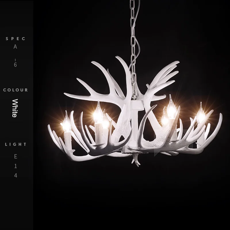 Винтажная люстра в стиле E14 из смолы дневной свет 4 / 6 9 s Подвесная лампа с белыми