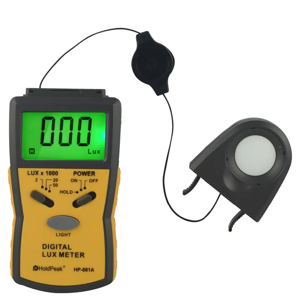 HoldPeak HP 881C 1 до 200000 лк метр Digital Light Meter со съемной Фото детектор цифровой фотометр