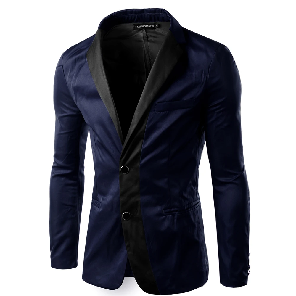 2017 Новая мода Повседневное Блейзер Для мужчин Slim Fit Куртка Мужской пиджак пальто