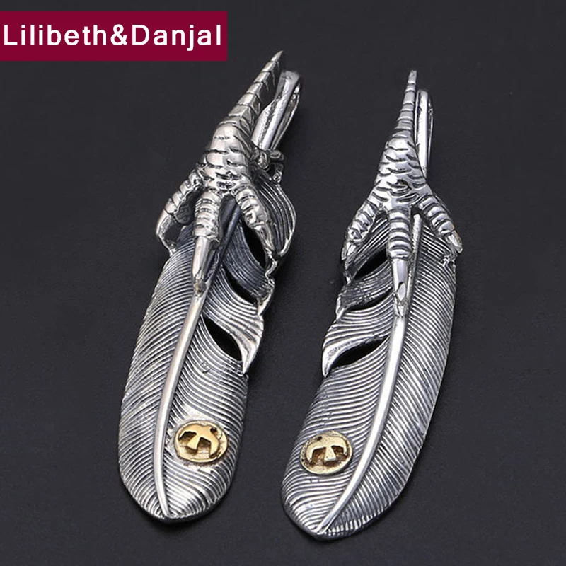 2019 винтажный кулон в виде орла из пера 100% Настоящее чистое серебро 925 пробы