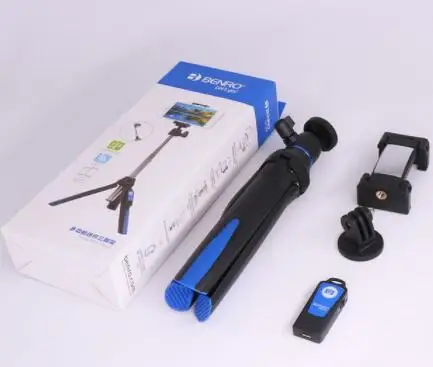 Blue Benro Mefoto MK10 Bluetooth селфи палка штатив монопод 3 в 1 Автопортрет для iPhone huawei samsung Gopro 7 6 5 - Цвет: Blue