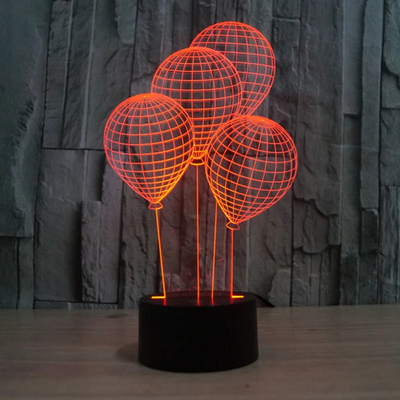 Форма воздушного шара 3D ночник с сенсорным переключателем LED акрил 7 цветов авто