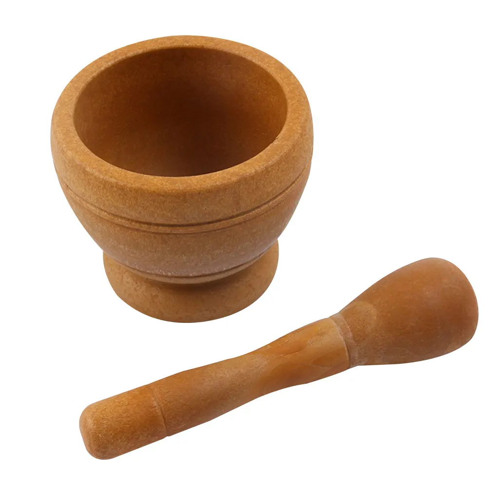 Wood color Давилка чеснока Ступка пестик дробилка для специй миска Смола перец кухонный инструмент для приготовления пищи Ресторан прочные щипцы трав инструмент для специй - Цвет: Wood color