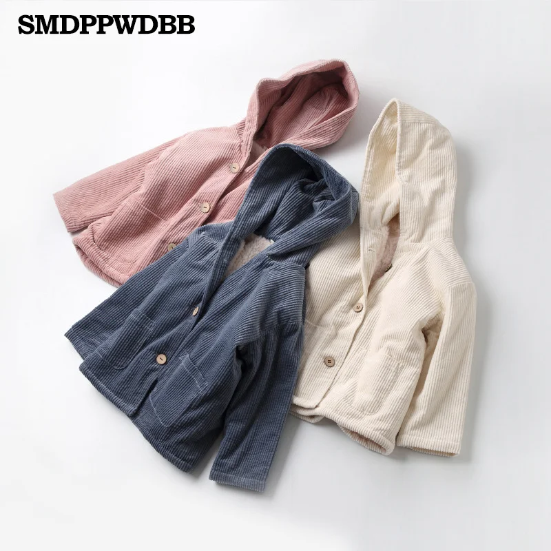 SMDPPWDBB/куртка для девочек новые хлопковые зимние пальто для девочек теплая куртка с капюшоном для девочек, милая детская одежда для детей