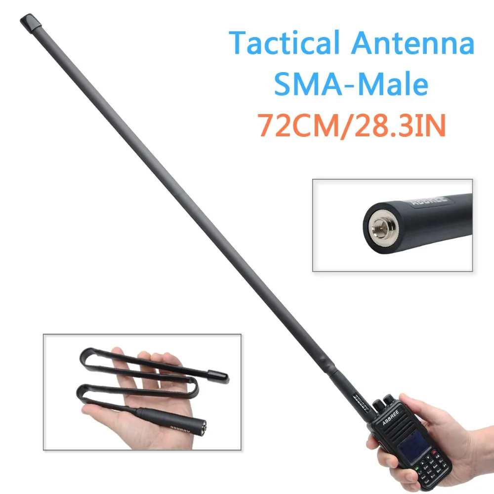 Складная тактическая антенна ABBREE длина 72 см/144 дюйма разъем SMA-Male двухдиапазонный