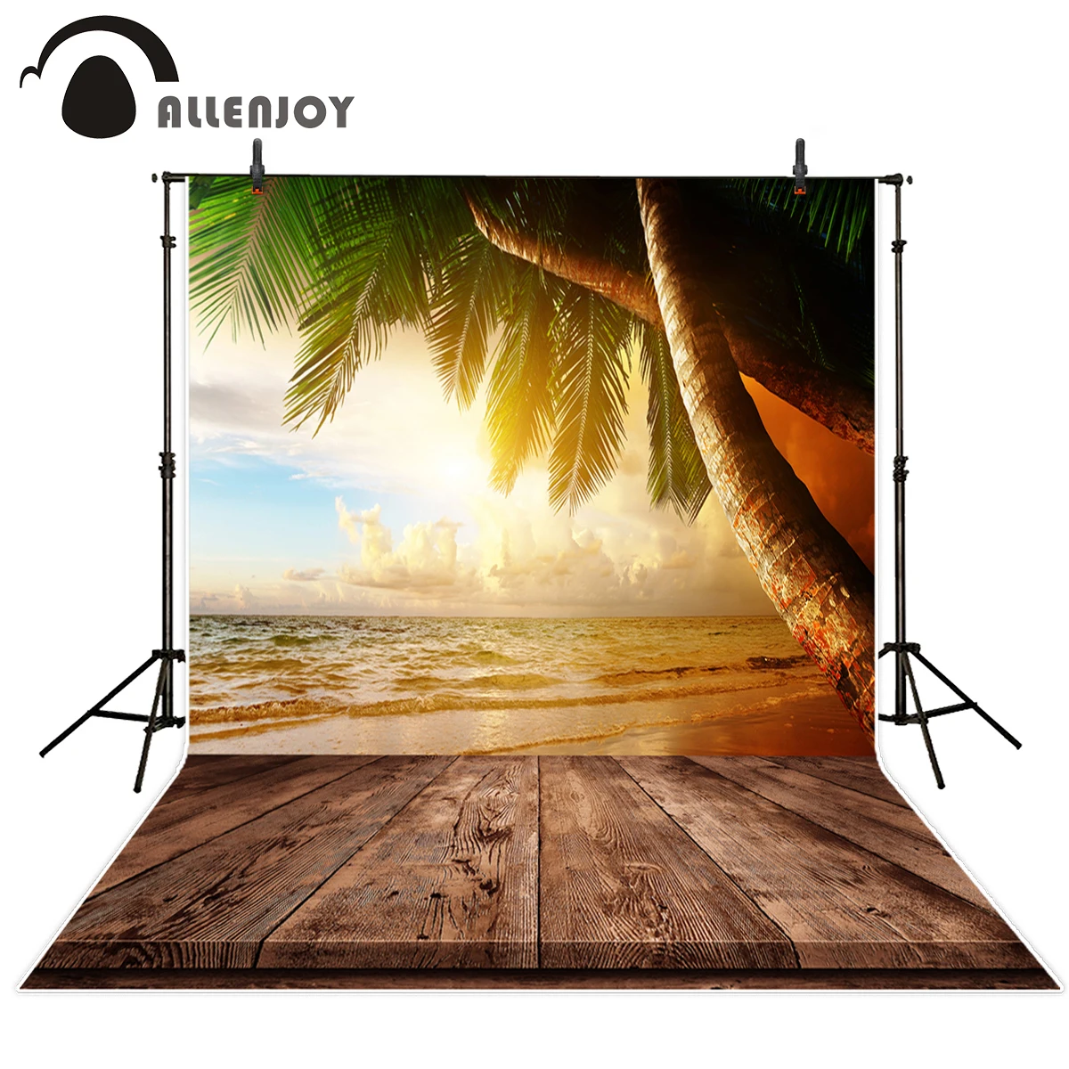 Фон для фотосъемки Allenjoy закат море кокосовое дерево пляж летних фотографий