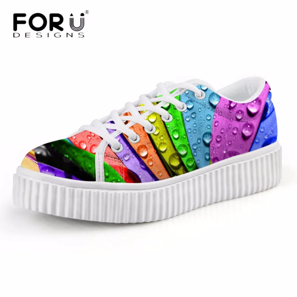 

Женские туфли на платформе FORUDESIGNS, Осенние, повседневные, с цветным рисунком листьев, увеличивающие рост