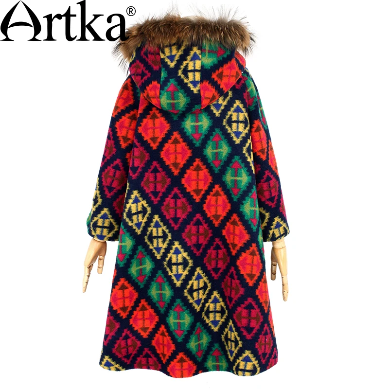 Женская куртка с капюшоном ARTKA шерстяной кардиган в клетку верхняя одежда на
