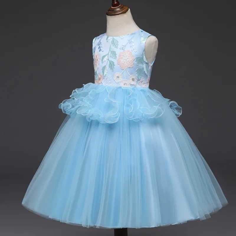 2018 Elegant Flower Girl Evening Dress Princess Party And Wedding Embroidery Kids Dresses For Girls Cute Tulle Children Costumes | Детская