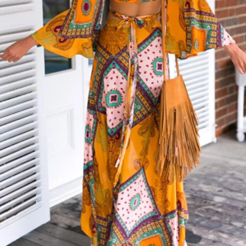 Женская Асимметричная длинная юбка 2018 летняя Бохо винтажная Цветочная расцветка