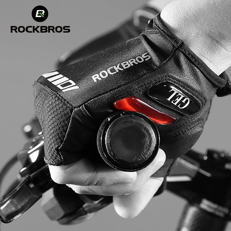 RockBros Cycling Bike Bicycle Short Gloves Silicone Gel Thickened Pad SBR Shockproof Breathable Half Finger Glove Equipment | Спорт и