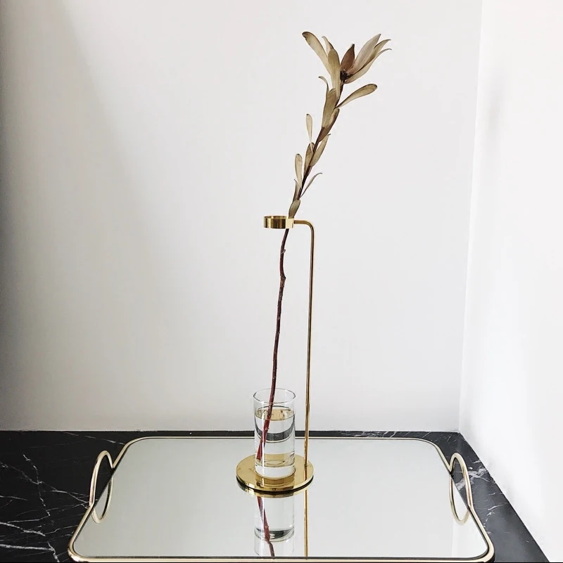 

creative Flower Vases Gold Decor Flower Shelf Desk Top Flower Holder Home Decor Vases
