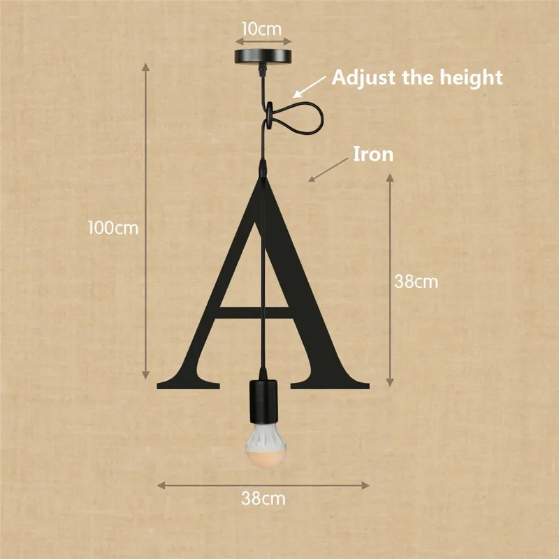 Лофт стиль английские буквы DIY Портфолио Железный Droplight промышленные винтажные