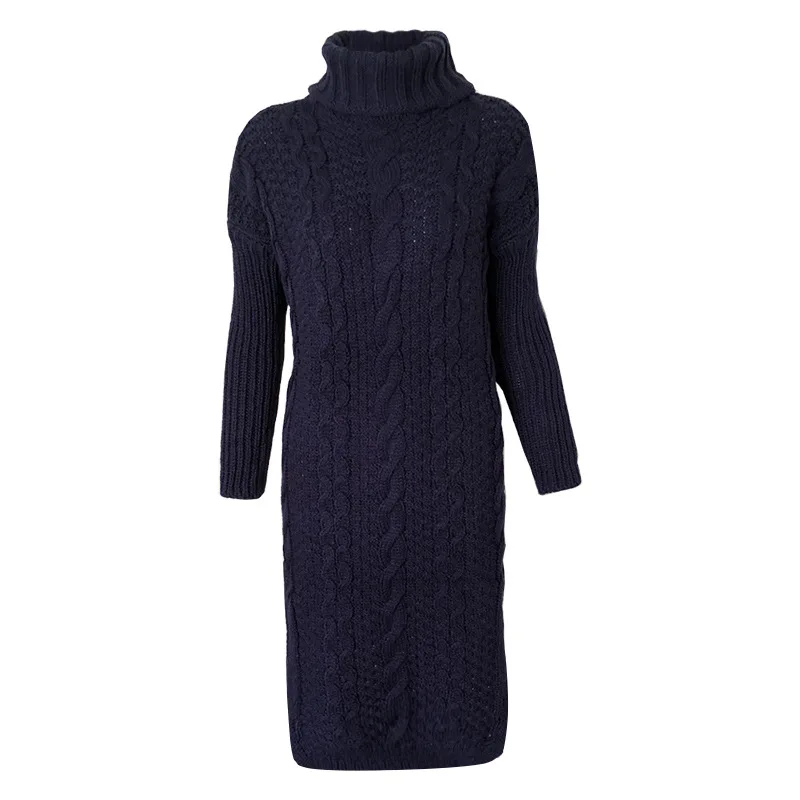 QIHUANG Thicken Knitted Pullovers Turtleneck Long Sweater For Women Autumn Winter Twist Knit Lady's 2018 Warm Pull Femme | Женская