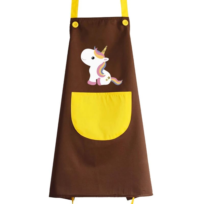 Coffee 68x74 см мультфильм Ins Единорог напечатанный водонепроницаемый маслостойкий фартук для взрослых товары для дома, кухни инструменты для уборки пищи - Цвет: Coffee