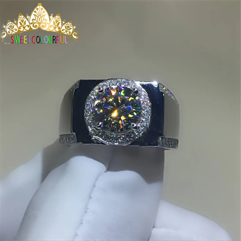 100% 18K 750Au золото муассанит бриллиант мужское кольцо D цвет VVS с национальным