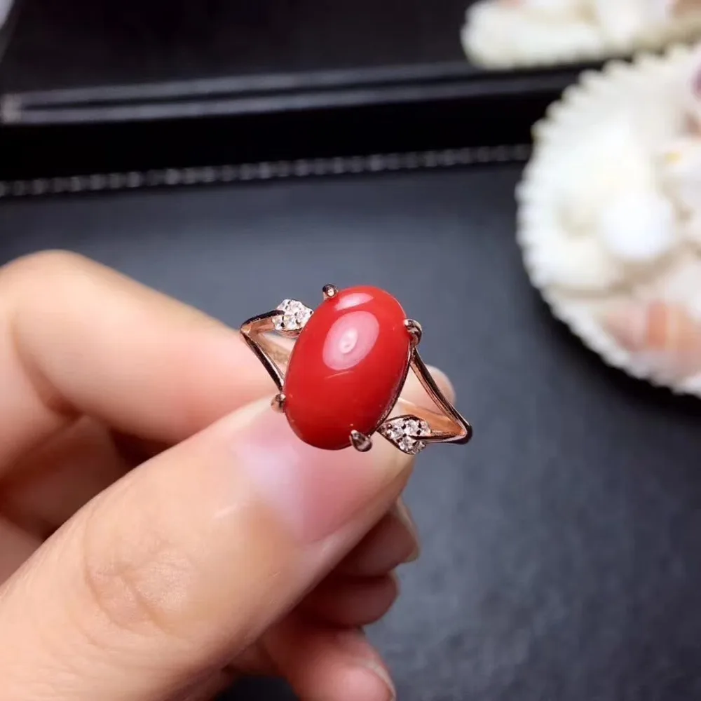 Натуральный кораллово-красное кольцо Бесплатная доставка натуральный красный