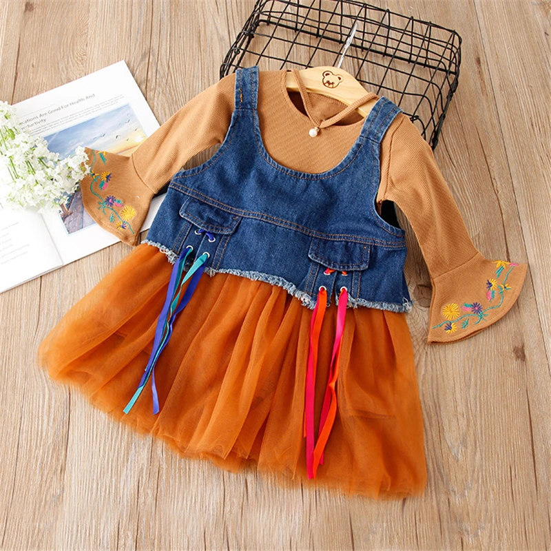 Милые кружевные платья принцессы для маленьких девочек осенне-весеннее