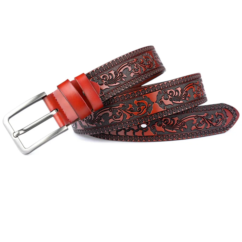 Ремень SupSindy мужской из воловьей кожи с пряжкой язычком Модный Роскошный пояс