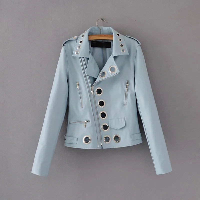 Hijklnl Для женщин панк Искусственная кожа куртка из искусственной кожи Пальто