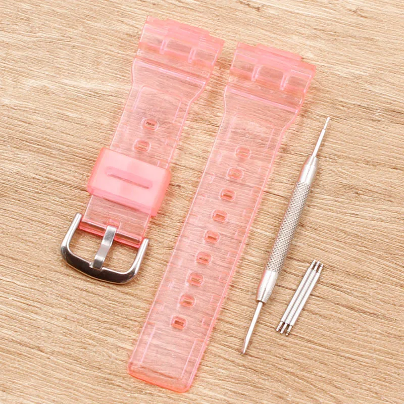 Pink Аксессуары для часов Casio baby-g прозрачный ремешок BA-110/111/112/BGA-130 полимерный женский ремешок - Цвет ремешка: Pink