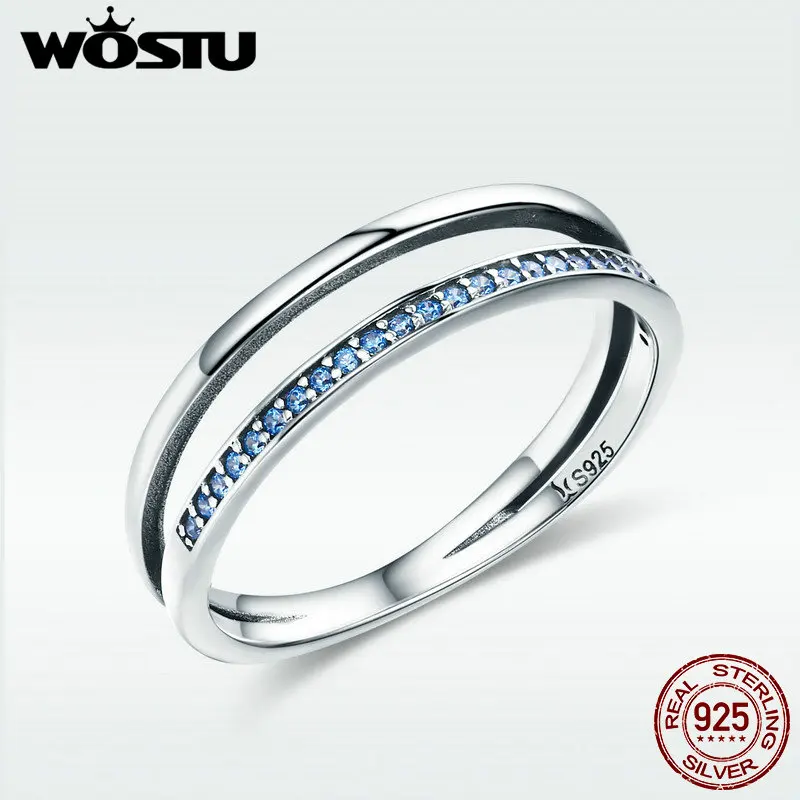 WOSTU хит продаж Настоящее серебро 925 пробы синее движение кольца на палец для