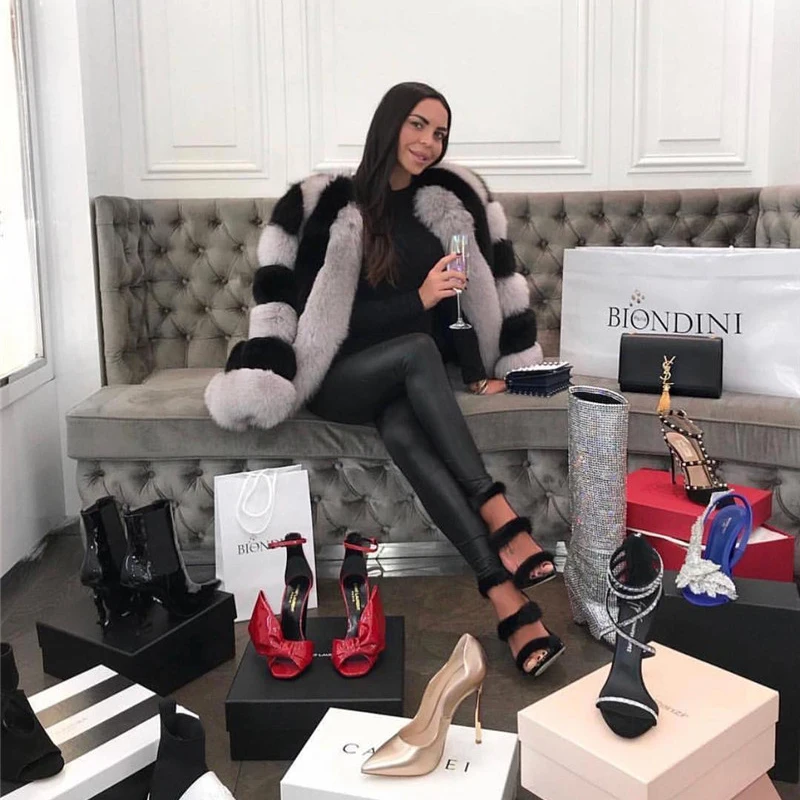 TOPFUR 2021 Hot Sales Real Fox Fur Coat Natural Fox Fur Long Thick Warm Winter Woman Jacket Stripe Elegant Genuine Fur Outerwear