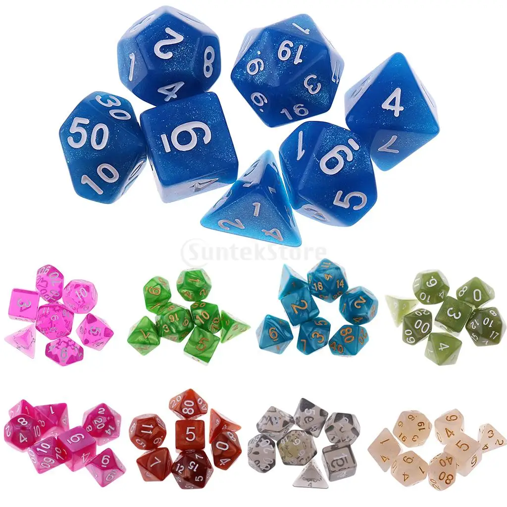 7 шт. многогранные игральные кости D20 D12 D10 D8 D6 D4 16 мм для подземей и драконов DND MTG