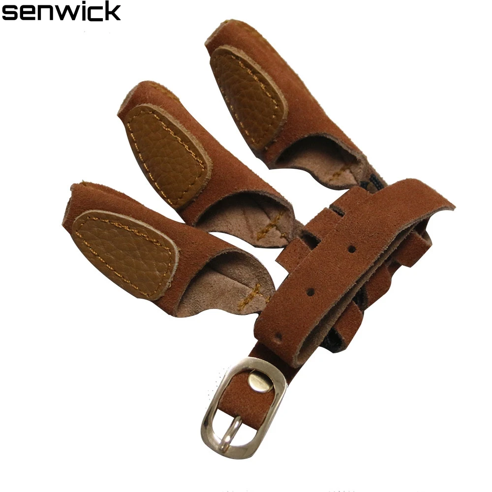 Мягкая Кожа Коровы 3 Finger Guard Съемки Перчатки Пальцев Тянуть Пальца Протектор для