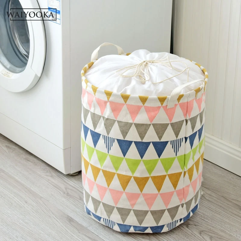 Simple Pattern Foldable Laundry Basket Storage Barrel Standing Toy Clothing Bucket Organizer Household Container | Дом и сад