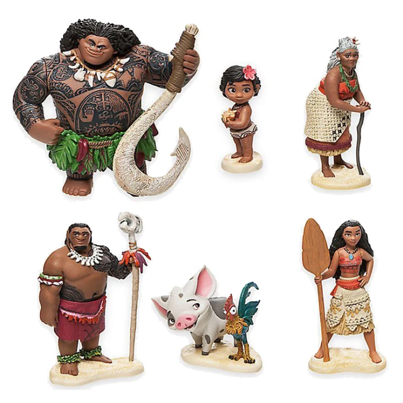 

6pcs/set 6-12cm Moana Princess Maui Chief Tui Tala Heihei Pua Action Figure Brinquedo Toys For Children New Year Gift