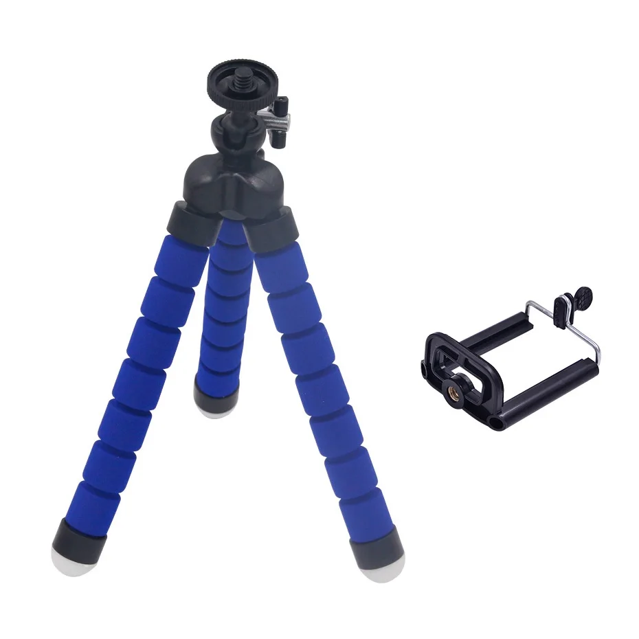 Blue add clip Гибкий Осьминог губка Gorillapod камера мини штатив камера держатель кронштейн для Go pro камера s для Xiaomi yi 4K Экшн камера - Цвет: Blue add clip