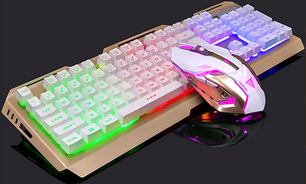 White Клавиатура и мышь английская RGB светодиодная подсветка с подсветкой Игровая клавиатура Механическая аналогичная эргономичная для PC Gamer - Цвет: White