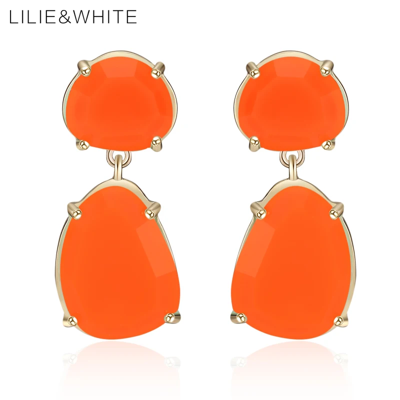 Lilie и Белый Мода Геометрические граненых neon Цвет смолы Длинные висячие серьги