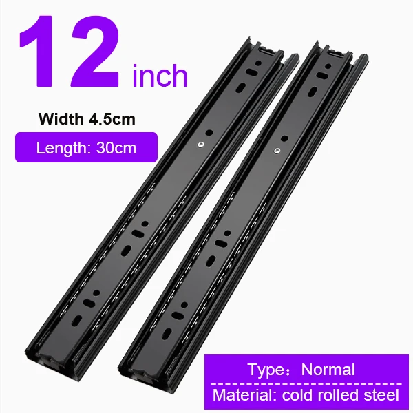 12 Inch (300mm) Выдвижная направляющая для выдвижных ящиков 4-24 дюйма шарикоподшипник три раза полная Расширенная мебельная фурнитура - Цвет: 12 Inch (300mm)