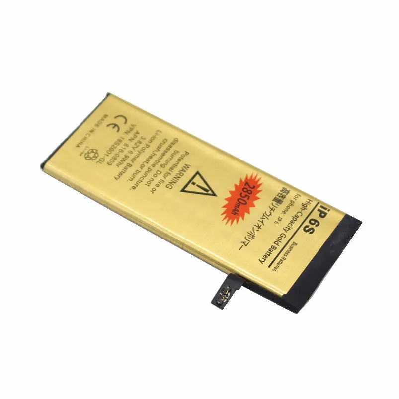 100 шт./лот 3 82 V 2850mAh 0 цикл Высококачественный золотой Сменный аккумулятор для iPhone 6S