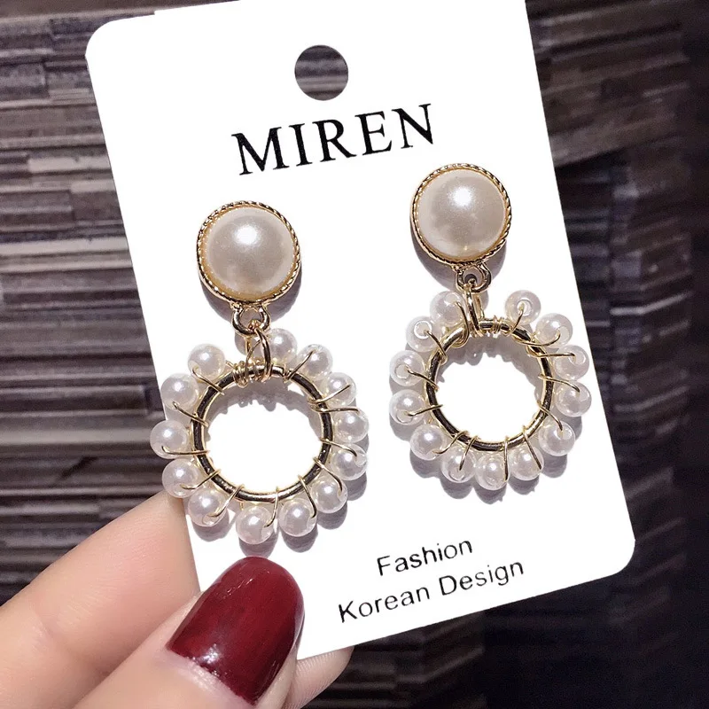 

S925 silver needle earring, pearl ring earring pendant, allergy prevention, sweet fashion jewelry accessories wholesale,TF293