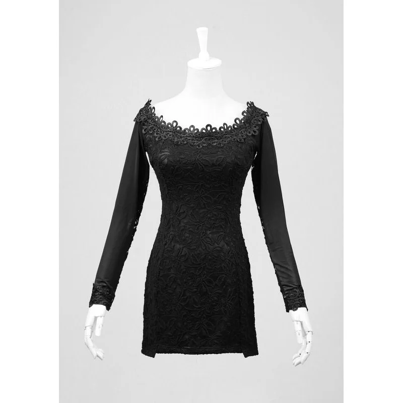 Новое Сексуальное черное кружевное мини платье в стиле панк рейва готическом PQ027