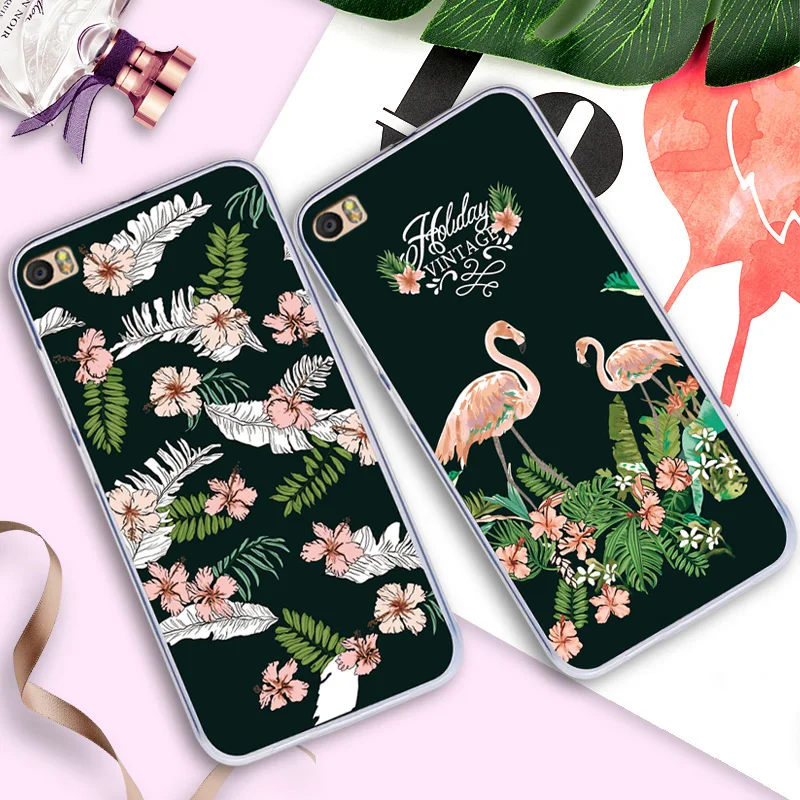 Case For Huawei P8 Max Cute Flamingo Color Print Cover P8Max 6.8&quot Flower Drawing Protective Phone Back Shell Vintage |