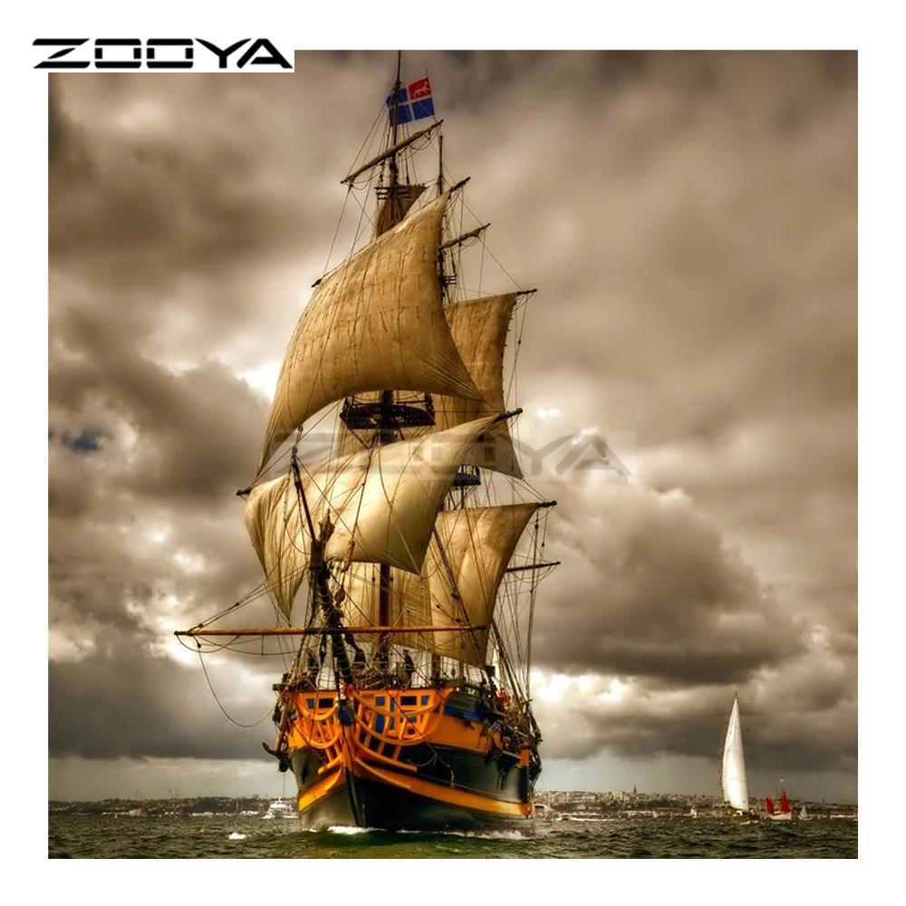 ZOOYA 5D DIY Алмазная вышивка пейзаж Морской парусник картина крестиком полная дрель