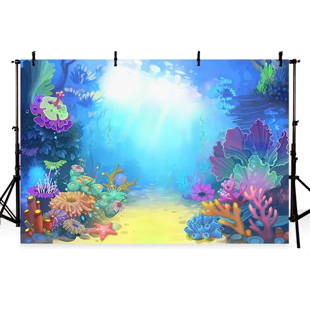 

Little Mermaid Under Sea Bed Caslte Corals Ariel Princess Photography Backdrop Baby Party Birthday photo background