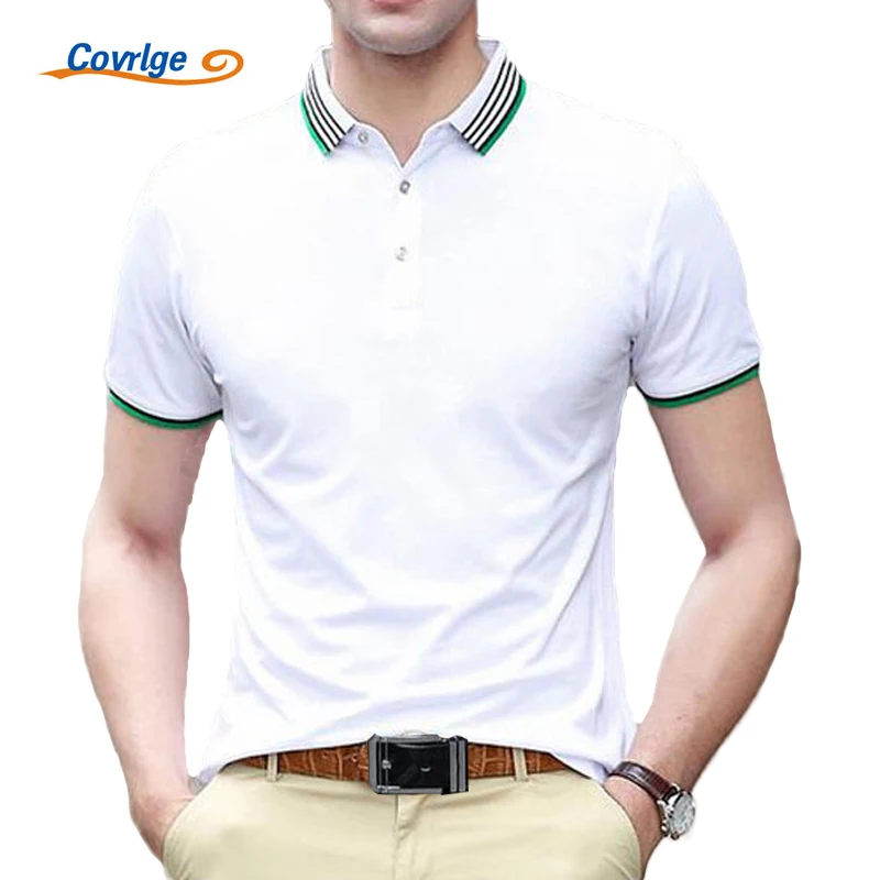 

Covrlge Male Polo Shirt Summer Men's Short Sleeve Polo Fashion Solid Business Clothes Luxury Men Tee Shirt Brand Polos MTP015
