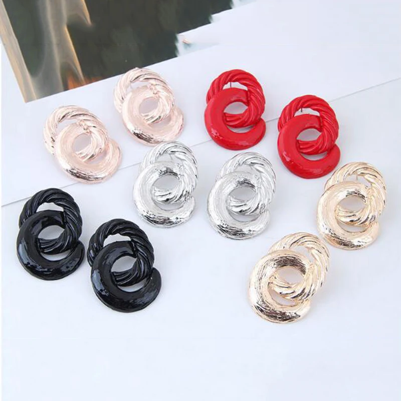 1 пара оптовая продажа двойные круглые серьги-гвоздики геометрической формы