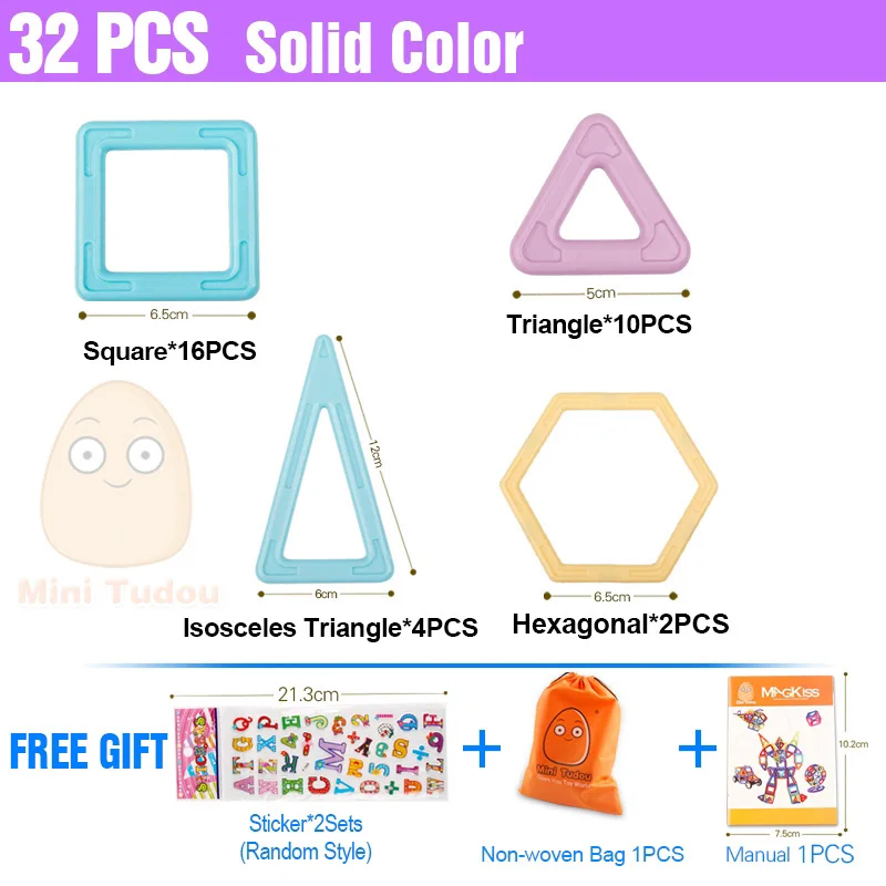 Черный Children Magnet Toy Big Magnetic Designer Construction Set Model Building Plastic Magnetic Blocks Educational Toys For Kids Gift - Цвет: Черный