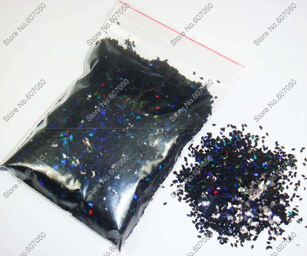 

50gram 1MM Laser Holographic Black Diamond rhombus Glitter Paillette Spangle Shape for Nail Art Decoration Glitter Crafts