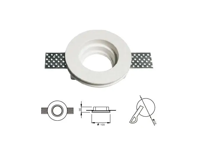 

White finish paintable plaster light Trimless gypsum light, Recessed ceiling light, gesso lamp with LED bulb, LED spotlights