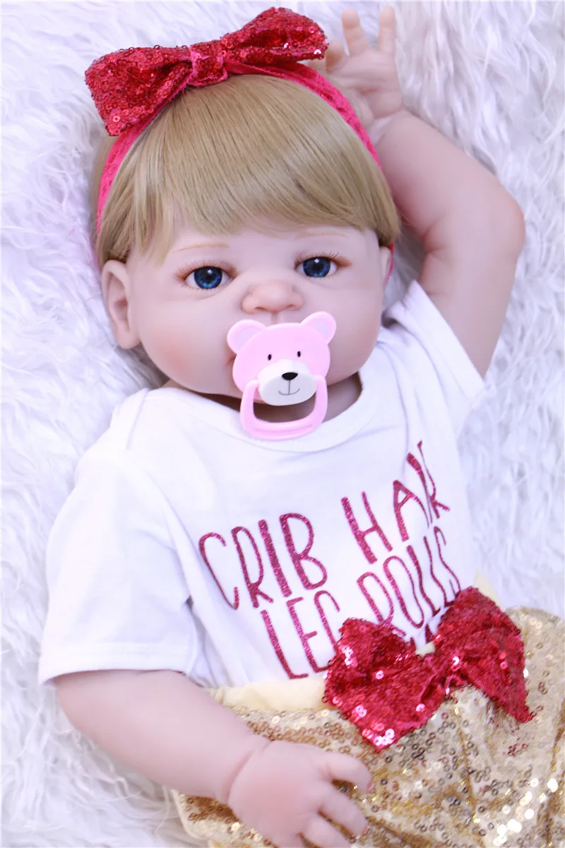 Кукла DollMai 22 дюйма Reborn полностью силиконовая виниловая для девочек bonde волосы