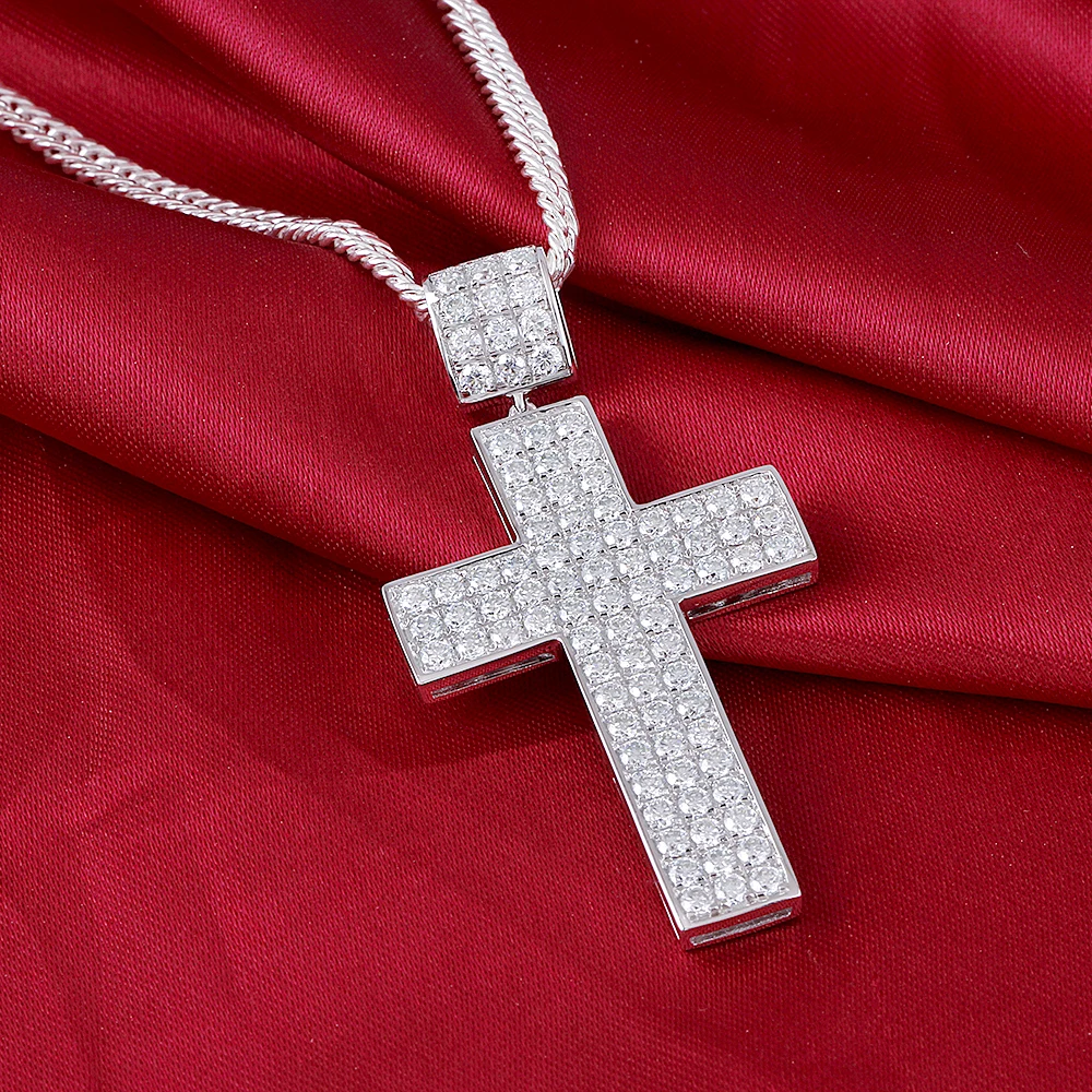 Мужская Серебряная подвеска в форме Креста прозрачная моисанит Креста|Ожерелья|
