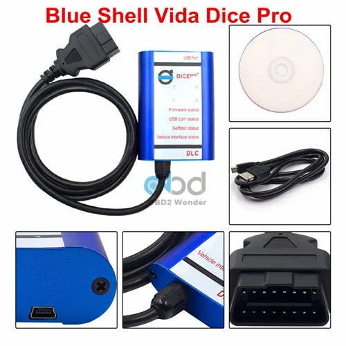 Blue Dice Pro 2014D DHL бесплатно для Volvo Vida Dice 2014D 2015A программное обеспечение OBD2 диагностический сканер полный чип зеленый PCB Vida Dice OBDII интерфейс - Цвет: Blue Dice Pro 2014D